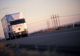 truck driving around road